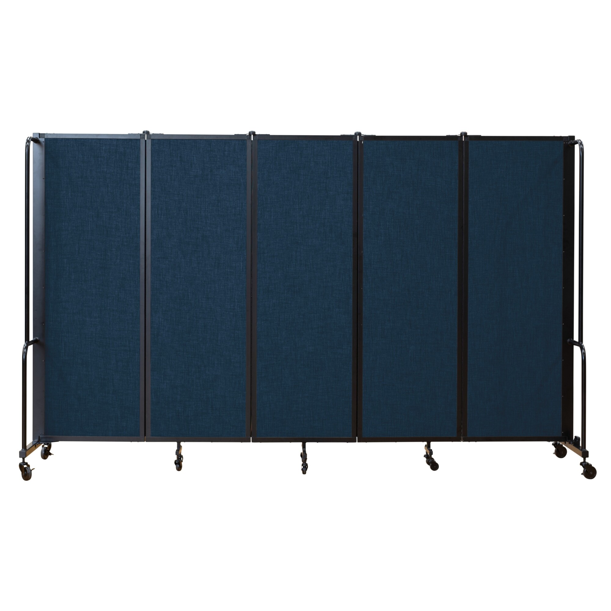 National Public Seating, Room Divider, 6ft.HT,5 Blue PET Panels,Black Frame, Material PET, Height 72 in, Width 27 in, Model# RDB6-5PT04